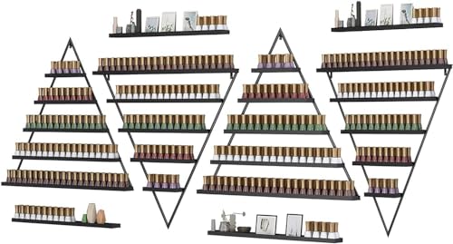 Nizer - Espositore triangolare a 5 ripiani per riporre cosmetici salvaspazio, perfetto per saloni e uso domestico, elegante e funzionale.