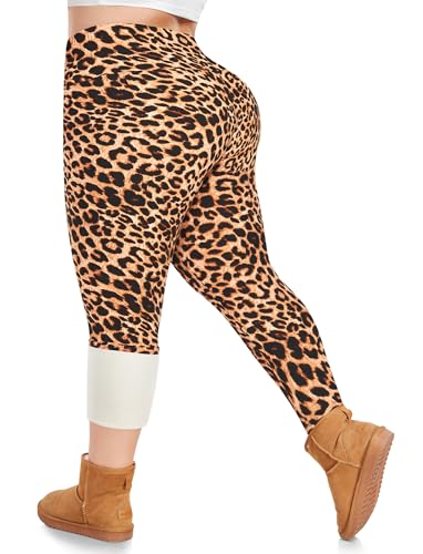 Plus Size Fleece Lined Leggings for Women, Thermal Winter Leggings with Tummy Control, Thick Warm Pants for Cold Weather