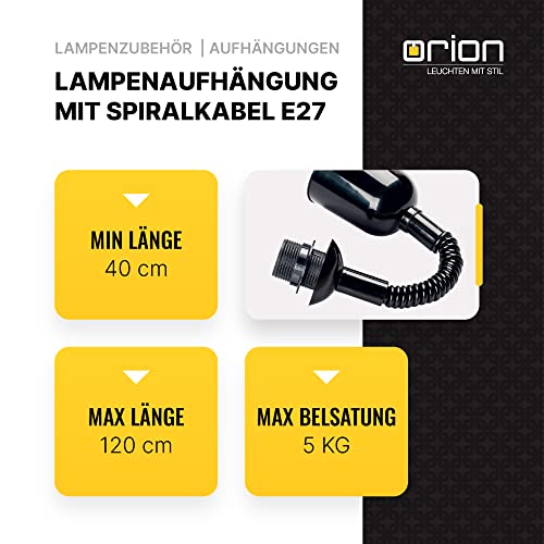 Lamp pendant lamp with variable length 400-1200 mm with spiral cable, E27 socket with screw ring, maximum load 5 kg - Image 3