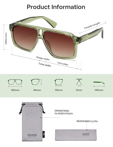 Image of SOJOS Trendy Polarized Aviator Sunglasses for Women Men,Fashion Square Aviators Shades Vintage Style UV400 Protected SJ2699