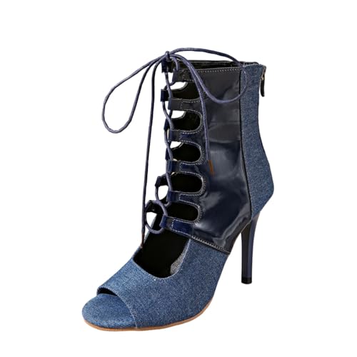 Bottes en jean confortables à talon haut style danse jazz