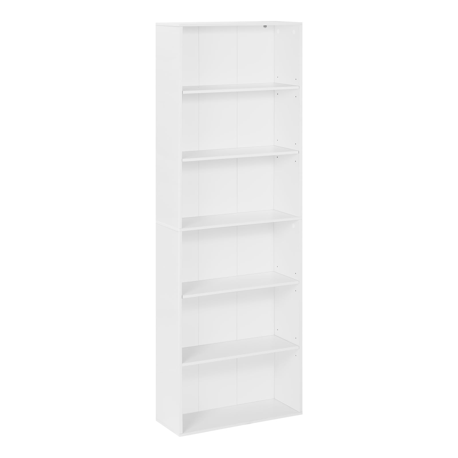 WOLTU Bücherregal, Regal mit 6 verstellbaren Ebenen, offenes Standregal, Raumteiler stehend, Aufbewahrungsregal für Wohnzimmer, Büro, Schlafzimmer, 60x180x23,5 cm, weiß，SK052ws