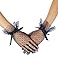 Women's Short Lace Gloves with Bow Ruffles Lace Tea Party Gloves for Wedding Costume Evening Dinner Party Silver