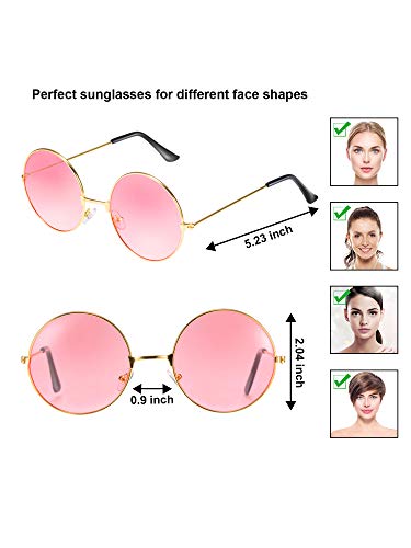 Blulu 10 Pairs John Hippie Sunglasses Retro Round 60's Style Circle Sunglasses Eyewear for Men Women Costumes Parties Gifts3