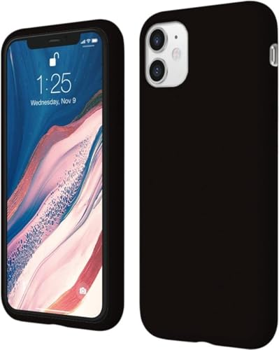 Image of Premium Liquid Silicone Case for iPhone 11 - Slim Full Body Protective Back Cover with Soft Microfiber Lining, Anti-Slip Grip Scratch Resistant Phone Case(Black)