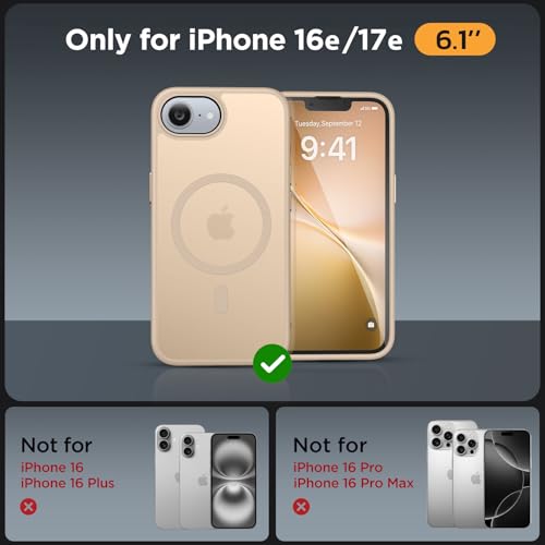 Image of Miracase for iPhone 16e case & iPhone 17e Case for MagSafe [with 2x9H+ Screen Protectors] TOP Military-Grade Protection Shockproof with Velvet Touch for iPhone 16e /17e Phone Case 6.1 inch, Matte Beige