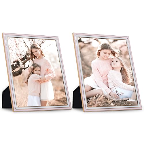 Sheffield Home Tabletop Picture Frame – Iron Enamel Decorative Display Frame for Home or Office, 8x10 Inch, Light Pink