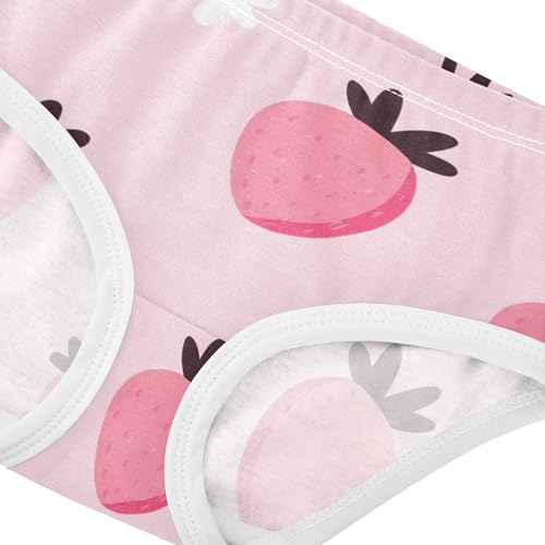 CartoonStrawberries White Daisy Pink Cute Panties Girl Girls Underwear Toddlers Cotton Animals Briefs Undies Kids 2t4