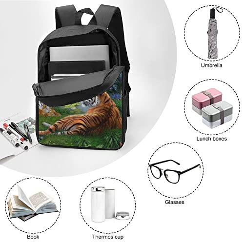 Mochila escolar unisex tigre 3D juvenil con compartimento para libros 6