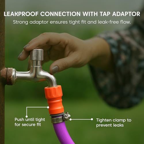 Image of Kyari Garden Hose Pipe Non-Braided 10 Meter 3 /4 Inch with Nozzle & Clamp - Flexible PVC Water Pipe for Home Garden, Plants, Car Wash, Cooler Filling, Balcony & Outdoor Use