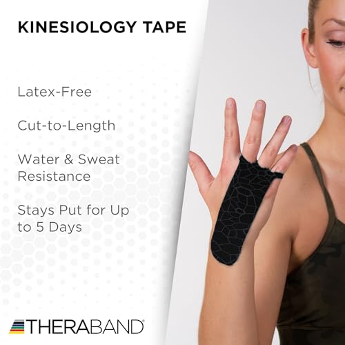 image for THERABAND Kinesiology Tape, Black/Black, 6 Rolls, with XactStretch Ind