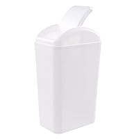 Vista 1 de Morcte Cubo de basura pequeño de plástico de 3.5 galones con tapa abatible, cubo de basura con tapa abatible, color blanco
