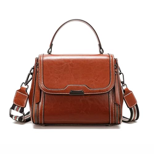 Waxed Leather Crossbody for Women, Top-Handbags Removable 2 Shoulder Straps