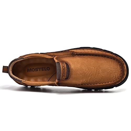 Image of MOSTELO Mens Slip On Casual Loafers Classic Outdoor Leather Walking Hiking Shoes Comfortable for Work Office Dress Outdoor