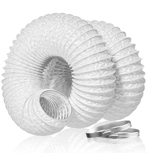 Hon&Guan Aluminium PVC Ventilation Air Ducting - Flexible Vent Hose Pipe for Extractor Fan Hydroponics (ø150mm*2.5m White)
