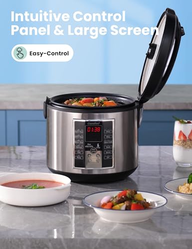 COMFEE' Rice Cooker, Slow Cooker, Steamer, Stewpot, Sauté All in One (12 Digital Cooking Programs) Multi Cooker (5.2Qt ) Large Capacity. 24 Hours Preset & Instant Keep Warm, Black/Silver (MB-M25) - Thumbnail 3