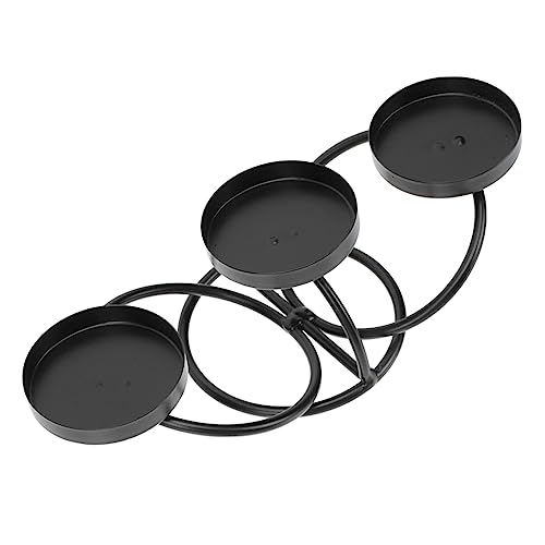 Garneck Portacandele in Ferro Battuto Stile Europeo Tre Portatealight in Vetro, Portacandele Da Tavolo Decorativo Nero Stabile Per Arredamento Casa e Cena Romantica