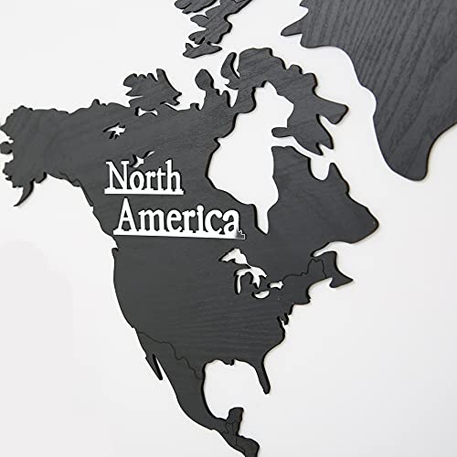 Damuzhi World Map Wall Art Wood 3D Wall Decor World Map Wall Stickers With Wall Clocks Office Study Living Room #TOP5