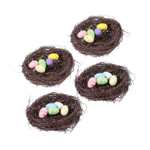 Milisten 4 Juegos Nido de ratán de Easter Eggs decoración Pascua decoración casa Mascota Cajas Nido para periquitos Nido de pájaro de Pascua Huevo de Pascua Decorativo Espuma