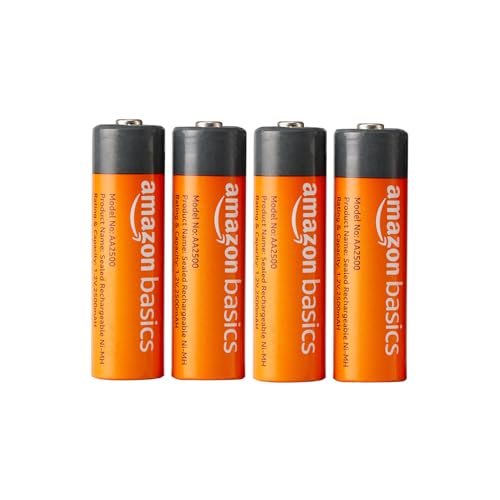 Image of Amazon Basics AA Rechargeable Batteries | 2500 mAh with 1.2 V Power| Ni-MH Batteries | Ultra High Power | for Mid to High Drain Devices (Pack of 4)