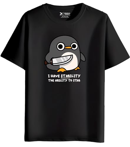 Image of XENOVAURBAN Men's Graphic Printed RN-Penguin Round Neck Regular and Plus Size Cotton T-Shirt