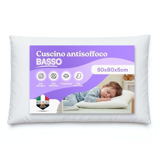 ER RELAX - Cuscino Antisoffoco per Bambini BASSO 50x80 altezza 5cm per Letto Grande. Guanciale BASSO, Anallergico, Traspirante, Rivestito con Fodera 100% Cotone. Made in Italy