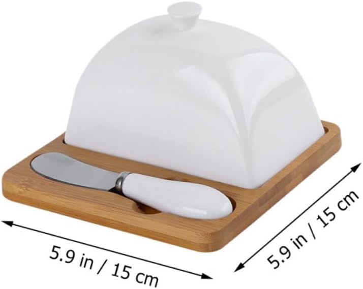 Uonlytech Ceramic Butter Plate with Lid Household Tableware Creative Smooth Texture Dish for Kitchen Storage and Serving