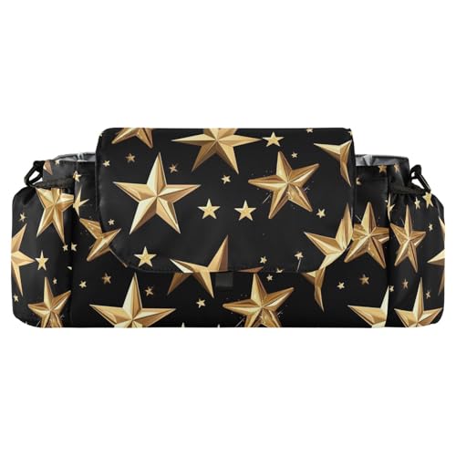 miaozhen Gold Stars Abstract Black Pattern stroller organizer stroller caddy with cup holder straps gancho para carriola accesorios para stroller