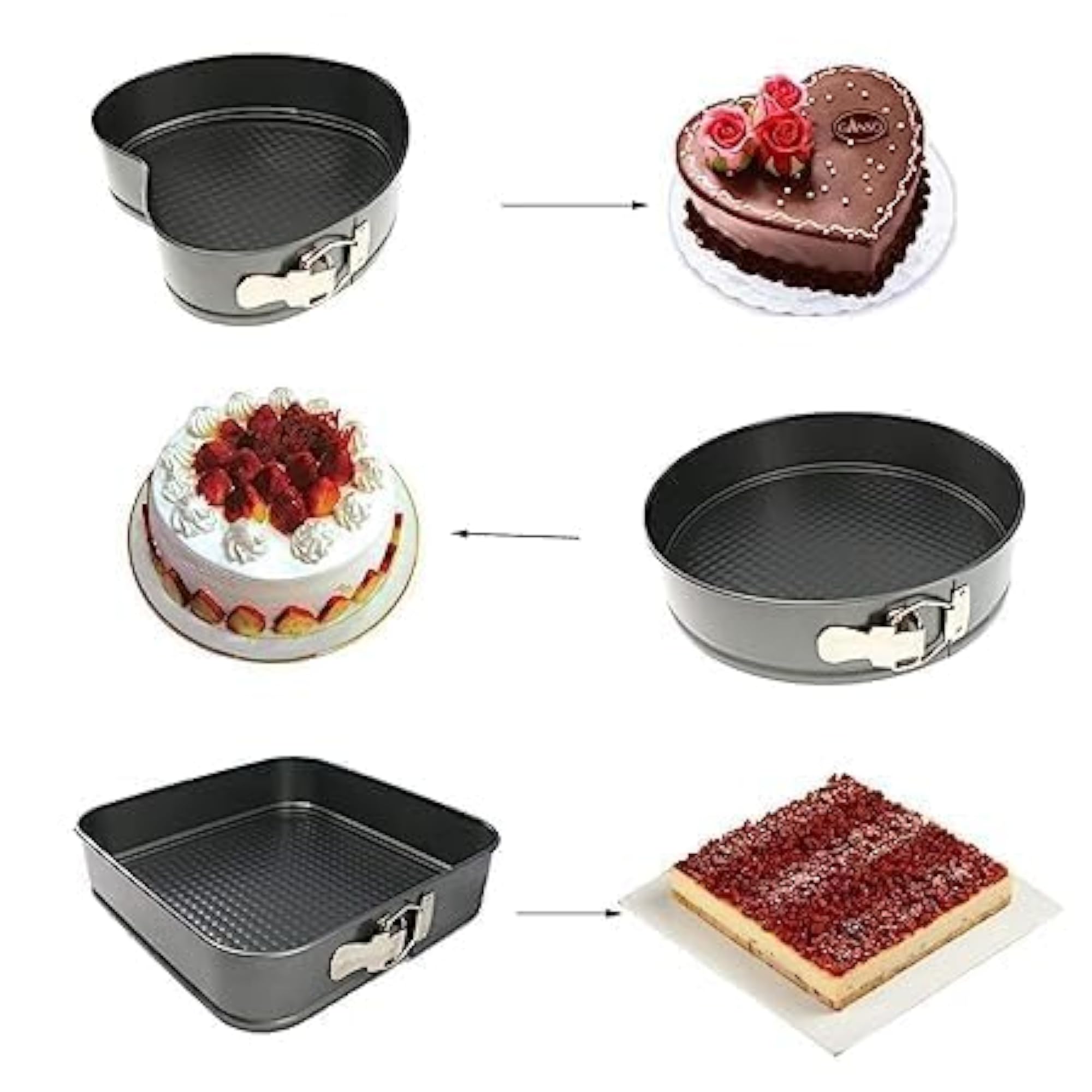 3 Pieces Teflon Coated Spring Form Cake Mould Set