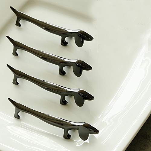 ChezMax Pack of 5 Zinc Alloy Chopsticks Spoon Forks Knives Tableware Rest Set,Black Dogs