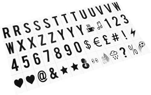 Ersatz-Buchstaben und Zahlenschilder für A4-Briefkasten, Nachrichtentafeln, Nachrichtenschilder, Präsentationstafeln, 65,4 x 35 mm, 104 Stück, Schwarz, LED-Lichtbox ist nicht im Lieferumfang enthalten