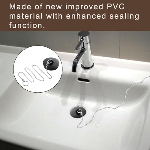 Abflussstopfen, 2 Stück Gummi Spülbecken Stöpsel, 45mm Stöpsel Badewanne, Universal Stöpsel für Spülbecken Badewanne, mit 40cm Kette Stopfen Waschbecken, für Badewanne, Küche, Waschbecken Kanalisation