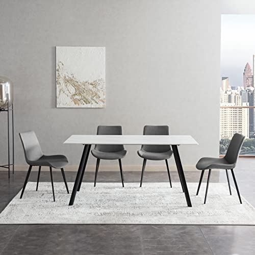 HIPIHOM-Modern-Dining-Table-Set-for-4-5-Pieces-Rectangular-Dining-White-Sintered-Stone-Table-and-Chairs-Set-4-for-Home-Kitchen-Living-Room-Dining-Room-Table4-Grey-Chairs