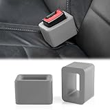 Amiss 2PCS Seat Belt Buckle Holder, Universal Silicone Rear Seat Belt Booster & Fixer for Easy Access, Keeping Receptacle Upright, Car Interior Accessories-Fits Most Cars (Gray)