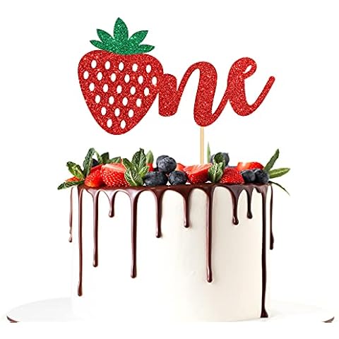 Halodete Strawberry One Cake Topper Cover