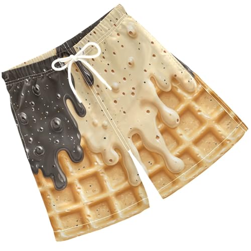 Pigsaly Boys' Swim Board Shorts Sprinkles Black Beige White Ice Cream Boy's Swim Trunks Kids Swimwear M