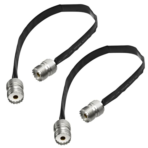 Kokorasa 2 Pack Coax Window Pass Through Flat Coaxial Cable SO239 UHF Female to UHF Female 50Ohm 1.3ft /40CM Pigtail Extension Cord