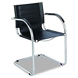 Safco Products Flaunt Leather Guest Chair , Black, Sturdy Steel Frame, Stitched Leather Back and Seat, Chrome Accents