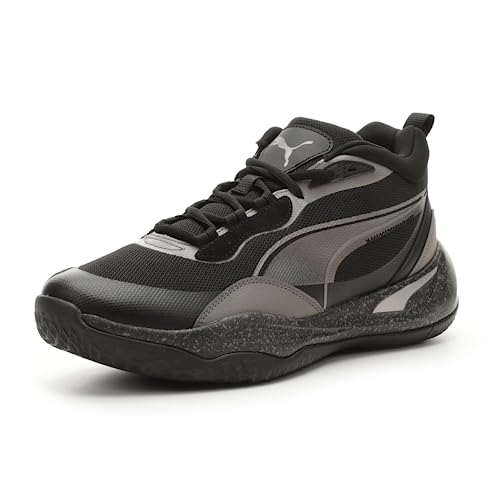 PUMA Men's PLAYMAKER PRO MID TROPHIES Sneaker, Puma Aged Silver-Cast Iron-PUMA Black, 9