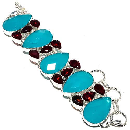 Bracelet en calcédoine bleue et grenat pour sublimer vos tenues