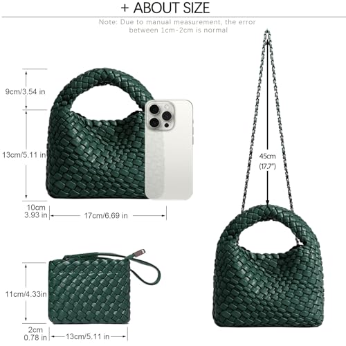 Image of JINMANXUE Fashion Mini Handbag For Women, Woven Tote Bucket Composite Bag Knitting Chain Bags, Crossbody Shoulder Purses