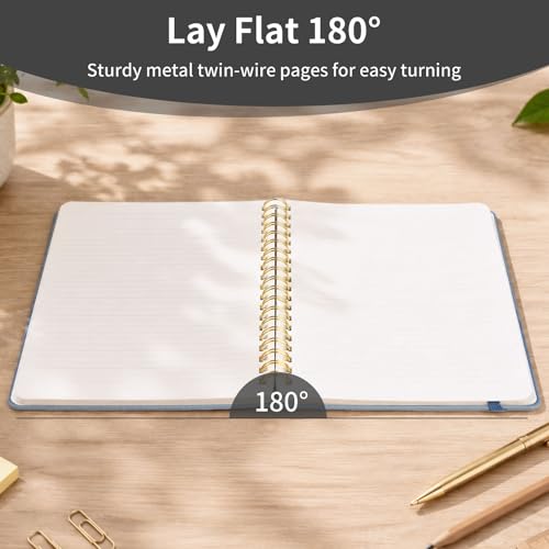 Image of Spiral Notebook - 7.24 inch x 10 inch College Ruled Journal with Inner Pockets and 180 Pages, PU Leather Cover Business Journal, Twin-Wire Binding Notebook Perfect for Office & Home School Supplies Black