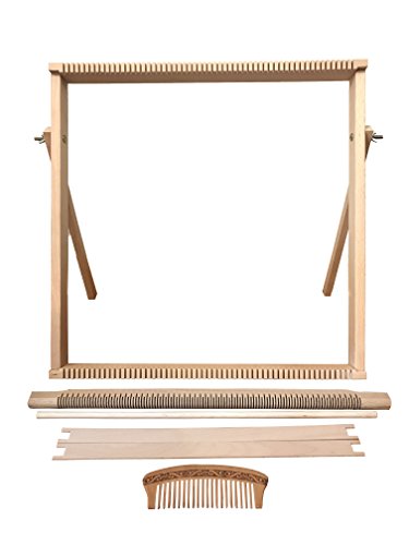 Weaving Loom Kit Large (50 cm x 50 cm) with Stand, Wooden Looming Set, Frame Loom with Heddle Bar | Weaving Loom for Beginners