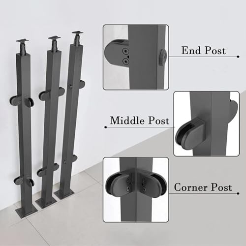 304 Stainless Steel Glass Railing Posts - 39.4 inch Mid Post for Deck & Stair Railing System - Durable Glass Fence Panels for Modern Outdoor Spaces