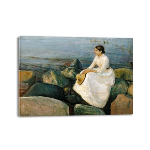 Reproduction Peinture Huile Munch Nuit d'Été Toile Premium Encadrée Décoration Murale