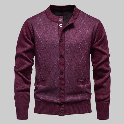 Men's Casual Open Front Cardigan Sweaters Long Sleeve Button Down Lightweight Soft Knitted Plaid Sweater with Pockets2