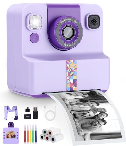Appareil Photo Enfant, Appareil Photo Instantané Enfant, Kit avec 5 Rouleaux de Papier, 2.4