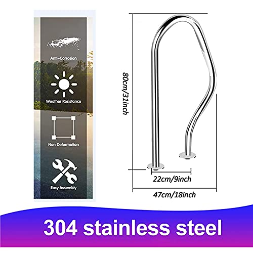 Rampe d'appui de piscine en acier inoxydable 1 mm avec gaine de protection de poignée - 8
