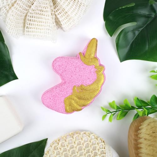French Tendance - Bombe de Bain Moussant Licorne - Relaxation Détente - Cadeau Femme - Bien-Etre - Parfum Bubble Gum - Rose et Dorée - 1 x 50 grs - Ambiance Aromatherapie