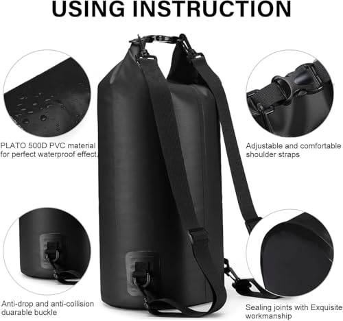 Image of Waterproof Ocean Dry Bag, Roll Top Floating Waterproof Sack for Beach, Swimming, Kayaking, Boating, Fishing, Camping, Hiking & Water Sports (30 Liter)